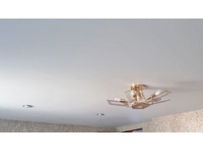 Монтаж потолка для зала 23 м2 с использованием пленки VIPCEILING серии MONLANGE M9001 (4.35)