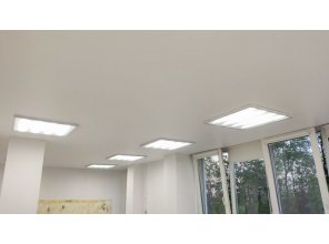 Монтаж потолка в офисе 25 м2 с использованием пленки VIPCEILING серии MONLANGE M9001 (3.80)