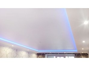 Монтаж потолка в гостиной 11 м2 с использованием пленки VIPCEILING серии MONLANGE M9001 (2.60)