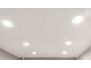 Монтаж потолка на кухне 19 м2 с использованием пленки VIPCEILING серии MONLANGE S9020 (3.50)