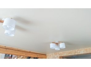 Монтаж потолка в деревянном доме 27 м2 с использованием пленки VIPCEILING серии MONLANGE S9057 (3.50)
