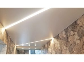 Монтаж потолка световые линии 12 м2 с использованием пленки VIPCEILING серии MONLANGE S9020 (2.15)