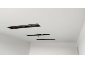 Монтаж потолка в гостиной 14 м2 с использованием пленки VIPCEILING серии MONLANGE M9001 (3.50)