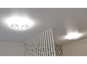 Монтаж потолка в гостиной 20 м2 с использованием пленки VIPCEILING серии MONLANGE M9001 (3.80)