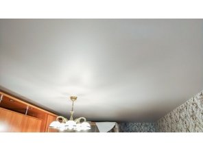 Бесшовный матовый натяжной потолок в гостиную 23,8 м2