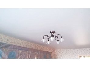 Бесшовный матовый натяжной потолок в гостиную 19,2 м2