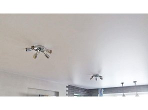 Бесшовный матовый натяжной потолок в гостиную 16,5 м2