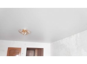 Бесшовный матовый натяжной потолок в гостиную 22,9 м2