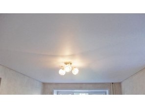 Бесшовный матовый натяжной потолок в гостиную 17,2 м2