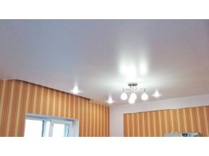 Бесшовный сатиновый натяжной потолок для зала 30,5 м2