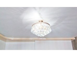 Двухуровневый матовый натяжной потолок в спальню 12,8 м2