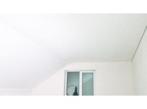 Трехмерный матовый натяжной потолок в деревянном доме 12,3 м2