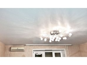 Монтаж потолка для зала 26 м2 с использованием пленки VIPCEILING серии MONLANGE M9001 (4.35)