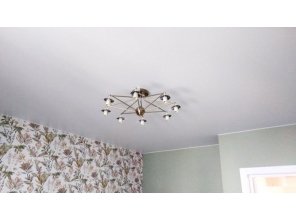 Монтаж потолка в спальне 12 м2 с использованием пленки VIPCEILING серии MONLANGE S9020 (3.50)